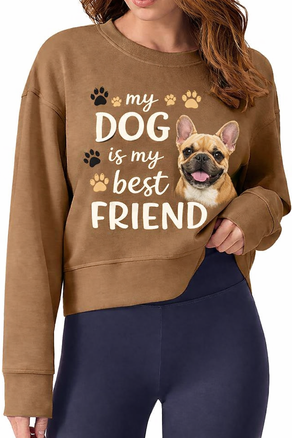 French brown / long sleeve crop / model 601