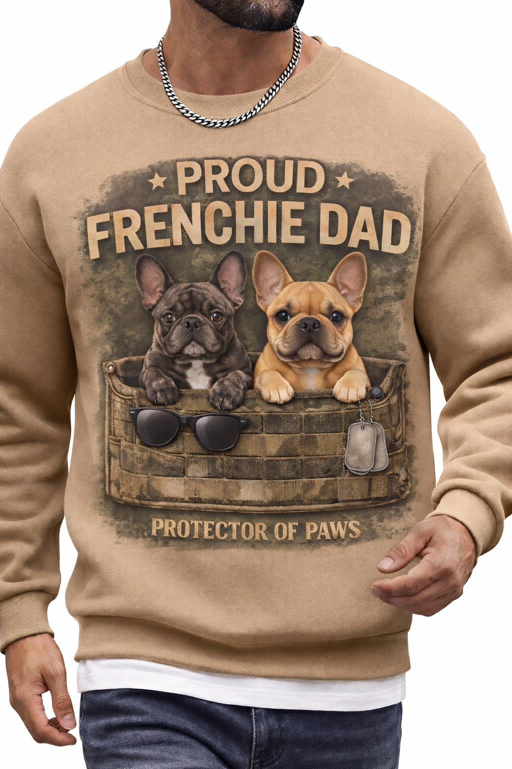 French Dad / earth brown sweatshirt / model 802